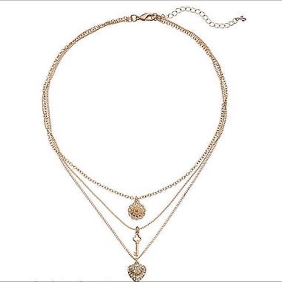 Juicy Couture Jewelry - JUICY COUTURE 3-Strand Gold Crystal Heart Necklace